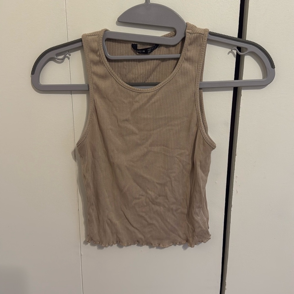 SHEIN size small tan ribbed cropped top